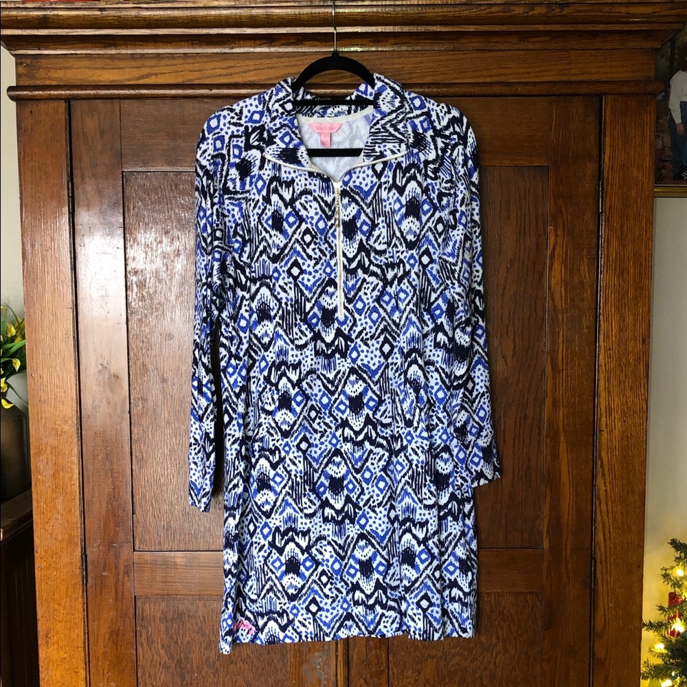 Lilly Pulitzer Oh My Cod Beckon Blue Skipper Dress Women’s Size Large